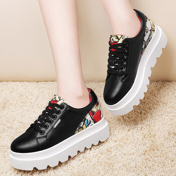 秋季新款女鞋厚底松糕鞋小百鞋韩版百搭学生女潮 黑色 40