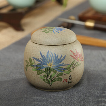 
                                        方然 陶土茶叶罐密封储罐普洱茶罐 梅兰竹菊陶瓷罐 梅兰竹菊一组加送茶勺                