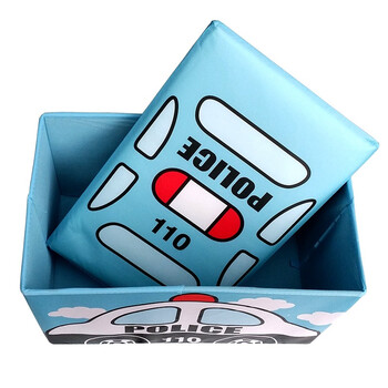 
                                        
                                                            空间优品 超萌创意汽车造型衣物玩具收纳凳 大号收纳箱一只装45L 警车                