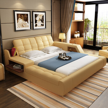 真皮床 皮床榻榻米双人床软体床婚床1.