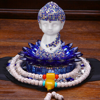 点缤 汽车香水摆件佛 车内饰品香水座镶钻弥勒佛男女士车上平安佛饰品