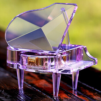 水晶钢琴音乐盒八音盒创意男送女友闺蜜浪漫生日礼物 表白礼品 紫色
