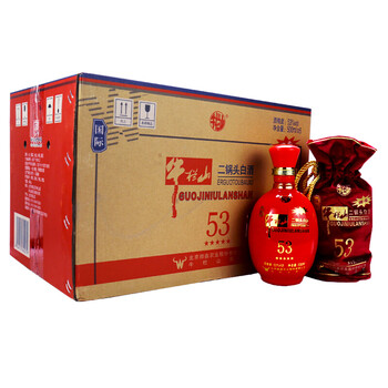 国际牛栏山二锅头白酒绵柔清香型53度礼袋装500ml6瓶装