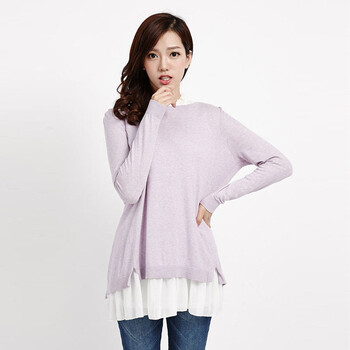 美特斯邦威女装雪纺两件套毛织连衣裙233877 紫色组 165/88A