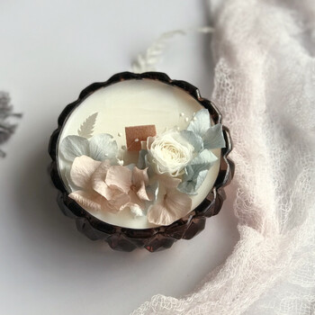 ins 香薰蜡烛 永生花干花精油大豆圣诞节礼物 邂逅棕杯肉粉蓝