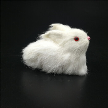 仿真兔子摆件小白兔模型大白兔毛绒动物玩具宠物公仔小动物生肖 蹲兔