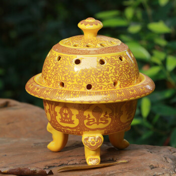 三漫陀 三漫陀陶瓷香炉八吉祥盘香炉家用烟供香炉施食烟供炉烟供粉