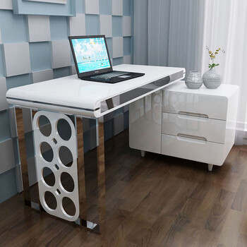 创意转角电脑桌台式家用书房时尚办公桌卧室旋转烤漆书桌书柜 1.4米