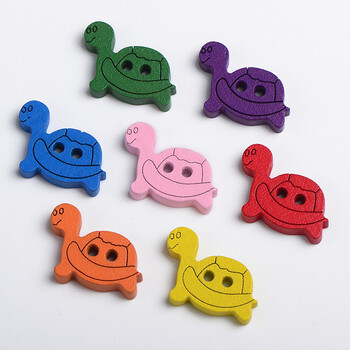 彩色卡通纽扣扣子动物木制纽扣木头扣儿童diy手工材料毛衣纽扣 乌龟