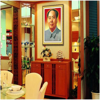 皇家至尊蒙娜丽莎十字绣新款玄关走廊大幅沙发立体画立体绣中堂画3D系列画毛主席革命人物 3D丝线毛主席45*60厘米.