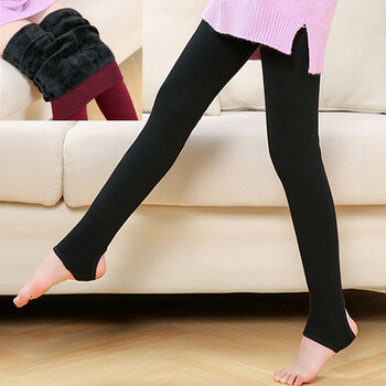 秋冬女童踩脚保暖裤加厚加绒外穿全棉打底裤袜裤3-4-6-8-12岁 踩脚洞