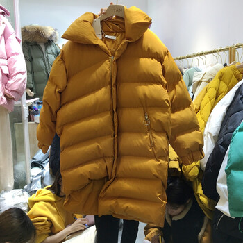 余今小7家 韩国11an新款纯色时尚长款修身不规则长短棉衣棉袄外套女冬