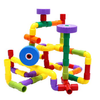 开心玛特 弯管水管管道积木玩具 儿童益智立体拼插积木玩具 48粒收纳