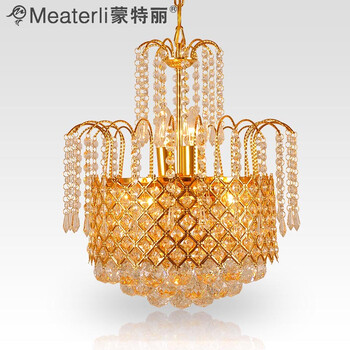 蒙特丽 金黄色水晶吊灯79088 豪华餐厅灯客厅灯卧室灯具(B) 小号42cm