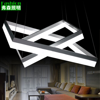 
                                        弗森照明 创意LED吊灯亚克力铝材吊灯餐吊灯餐厅吊灯现代简约灯饰2008 双层80*50+60*30 方形                