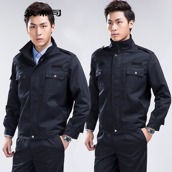 新款长袖酒店门卫物业工作制服特训服特警武警服 墨绿色夹克款套装