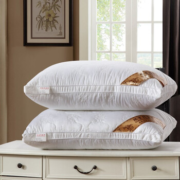 玛吉纳家纺 枕头枕芯护颈枕全棉羽丝绒软枕 单人睡枕 玫瑰绣花枕 单只