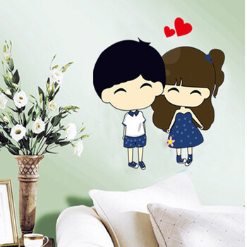 可移除客厅卧室结婚贴画 可爱卫生间瓷砖贴 可移除儿童贴 相亲相爱 30