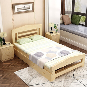 床实木单人床1米小床1.2米松木床学生床1.5米床 清漆另加100元 其他