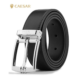 凯撒大帝caesar 2018新品休闲牛皮经典时尚针扣皮带 黑色 均码
