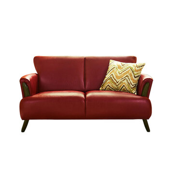 客厅整装实木小户型三人现代简约皮沙发双人单人布艺沙发组合 酒红色