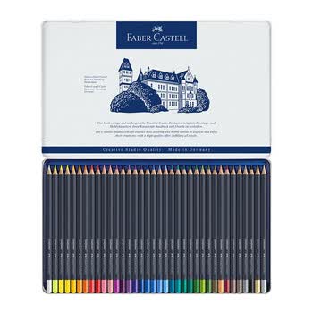 辉柏嘉（Faber-castell）油性彩铅笔36色蓝铁盒彩色铅笔114736美术生专用写生专业手绘彩铅笔画画笔