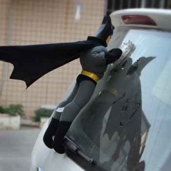 装饰搞笑玩偶车顶公仔娃娃爆笑虫子车用公仔超人 灰色 大灰蝙蝠侠贴手