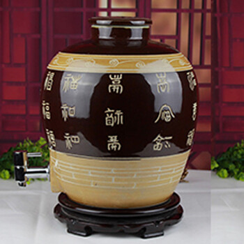 
                                        泥之恋    景德镇10斤20斤30斤50斤大陶瓷酒坛 雕刻酒壶 酿白酒酒缸 酒坛子 不锈钢龙头 30斤                