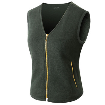 hisea 绒背心 女抓绒背心 女休闲户外绒马甲 军绿色 身高160胸围80至