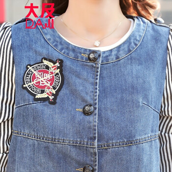 大及 2015秋季新款韩版时尚宽松翻领双排扣牛仔风衣外套女 牛仔蓝 XL