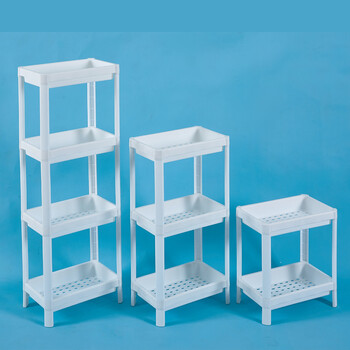 厨房置物架 层架 落地收纳储物家具 办公室书架浴室客厅架子货架 白色