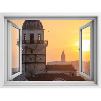 假窗贴3d仿真窗户贴纸卧室立体墙贴客厅沙发背景墙装饰画卧室风景 lt