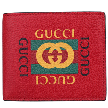 gucci 古驰 gucci钱包 男士红色牛皮字母印花短款钱包 496309 0gdat