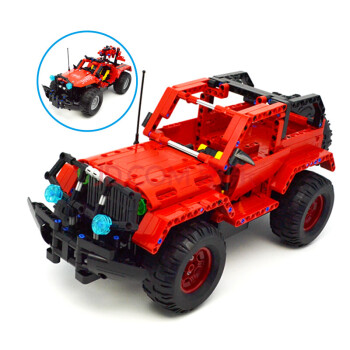 积木遥控车 积木拼装玩具拼插汽车模型 益智儿童玩具车 c51001牧马人