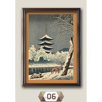 浮世绘装饰画日式风景壁画料理店寿司店居酒屋餐厅酒店有框画 灰色 6