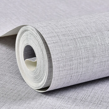 纯色素色亚麻布纹仿草编墙纸店铺办公室茶楼酒店工程中式壁纸灰色 刷