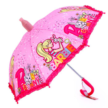 芭比（Barbie）儿童雨伞女孩学生加固防水雨伞带伞套 B-022
