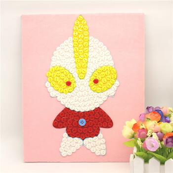 少儿小学生手工作品纽扣画diy材料包儿童子制作幼儿园粘贴作业 奥特曼