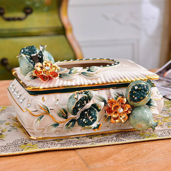 多功能纸巾盒客厅遥控器收纳盒抽纸盒欧式陶瓷纸巾盒创意时尚家居用品