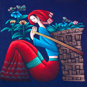 云南民族风客厅装饰画沙发背景墙卧室餐厅现代简约壁画无框画挂画 007