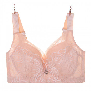 大码内衣女250斤胸罩胖mm 无钢圈聚拢型调整文胸 115e大胸e罩杯 肤色