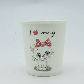 家用客厅招待客人一次性纸杯创意简约甜品店一次性纸杯 可爱小猫100只