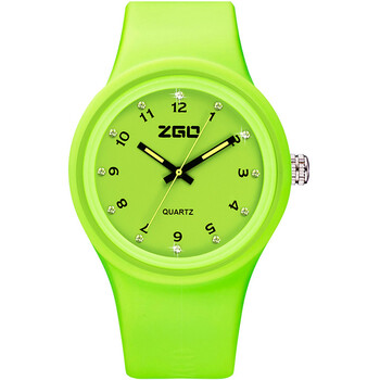 (zgo)手表果冻女表夜光防水儿童手表 潮流镶水钻女学生手表 夜光绿色