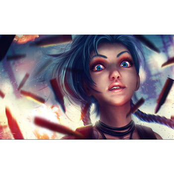 lol墙贴海报墙纸 自粘高清宿舍网吧网咖大壁画装饰贴纸 定制 金克丝