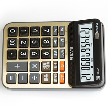 卡西欧（CASIO）语音计算器真人发音声音洪亮按键清晰MY-120-GD蟠龙金小号