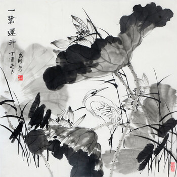 中国陶瓷书画艺术大师危民旺《一鹭莲升》