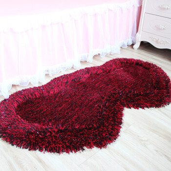 卧室床边地毯椭圆形加密加厚飘窗玄关地毯双心黑红混合色71141cm现货