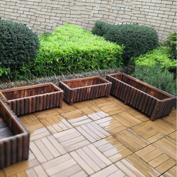 果林轩新款户外腐木花箱实木花架花盆花车长方形花池组合花槽花桶 80*