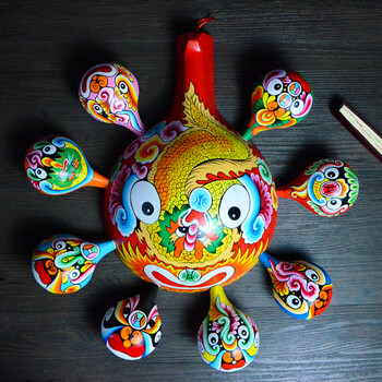 脸谱马勺插花中国风装饰挂件饭店餐厅火锅店社火脸谱纯手工绘画 龙王