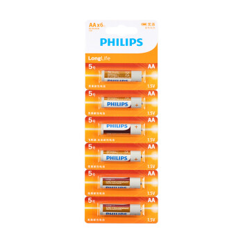 PHILIPS 飞利浦 R6P 碳性5号电池6粒装